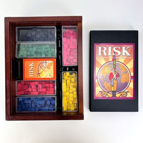 RISK Vintage Game Collection Edition Library Book Shelf Wood Box 2010 CO… - Picture 2 of 9